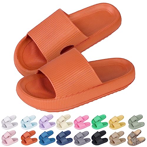 Sfit Badelatschen Damen Herren Wolkenschuhe Eva Badeschuhe Cozislides Badeschlappen rutschfeste Dusch Pantoletten Sommer Cozy Slides Schlappen,Orange,40/41 EU von Sfit