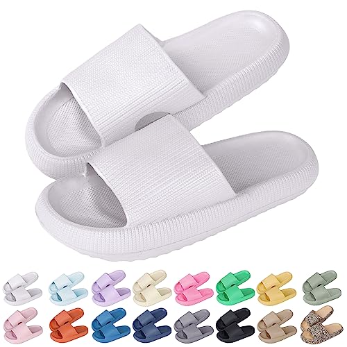 Sfit Badelatschen Damen Herren Wolkenschuhe Eva Badeschuhe Cozislides Badeschlappen rutschfeste Dusch Pantoletten Sommer Cozy Slides Schlappen,Weiß,36/37 EU von Sfit