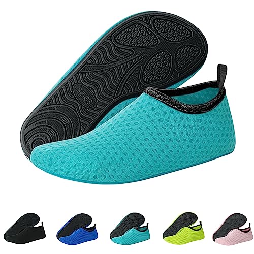 Sfit Badeschuhe Damen Wasserschuhe Kinder Schwimmschuhe rutschfest Aquaschuhe Leicht Barfussschuhe Schnelltrocknend Strandschuhe Breathable Gr.22-45(Aquamarinblau,38/39 EU) von Sfit