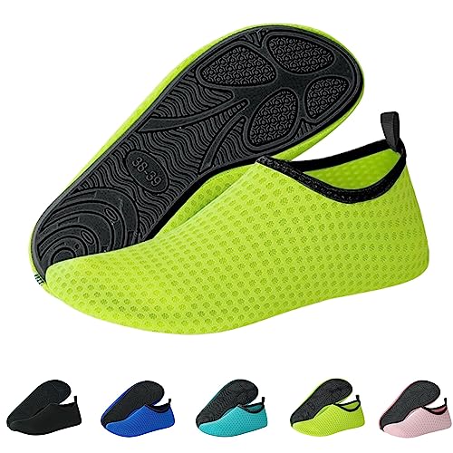 Sfit Badeschuhe Damen Wasserschuhe Kinder Schwimmschuhe rutschfest Aquaschuhe Leicht Barfussschuhe Schnelltrocknend Strandschuhe Breathable Gr.22-45(Hellgrün,32/33 EU) von Sfit