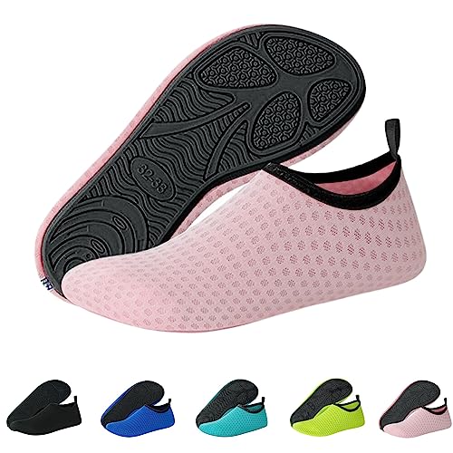 Sfit Badeschuhe Damen Wasserschuhe Kinder Schwimmschuhe rutschfest Aquaschuhe Leicht Barfussschuhe Schnelltrocknend Strandschuhe Breathable Gr.22-45(Rosa,22/23 EU) von Sfit