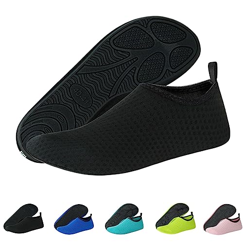 Sfit Badeschuhe Damen Wasserschuhe Kinder Schwimmschuhe rutschfest Aquaschuhe Leicht Barfussschuhe Schnelltrocknend Strandschuhe Breathable Gr.22-45(Schwarz,32/33 EU) von Sfit