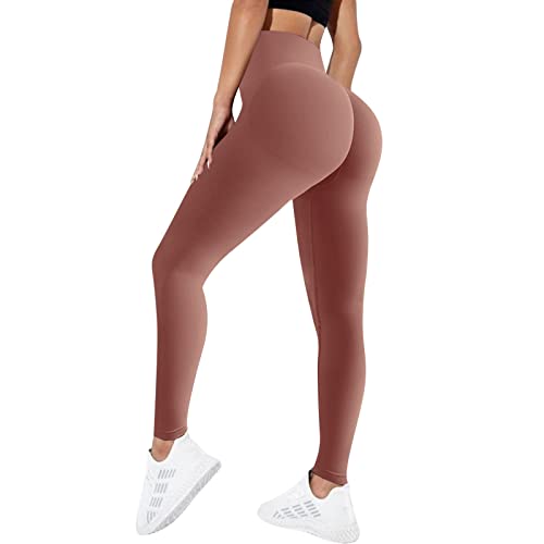 Sfit Damen Scrunch Butt Leggings High Waist Push Up Boom Booty Leggings Blickdicht Slim Fit Nahtlos Fitnesshose Sport Leggings Workout Yoga Sporthose(Rosa,L) von Sfit