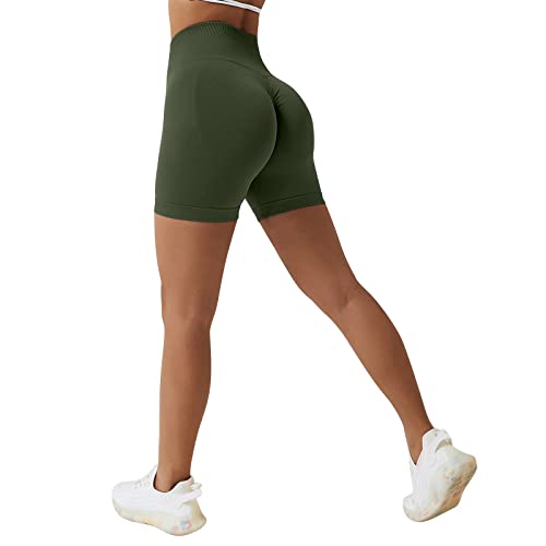 Sfit Damen Scrunch Butt Sport Shorts Kurze Leggings Push Up High Waist Boom Booty Nahtlos Biker Tights Gym Shorts Blickdicht Sporthose für Sommer Workout Gym Yoga Fitness(Armeegrün,L) von Sfit