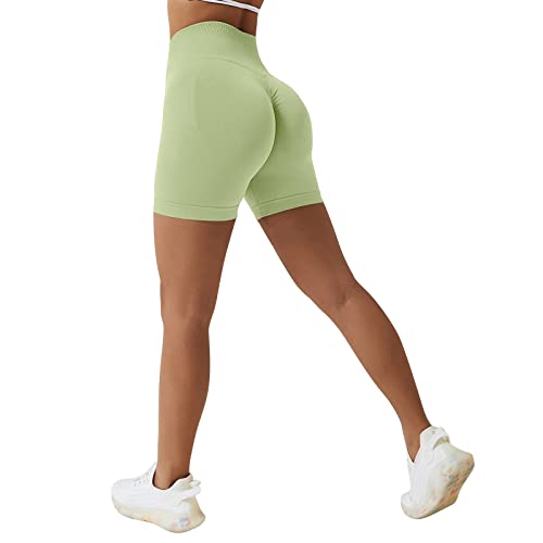 Sfit Damen Scrunch Butt Sport Shorts Kurze Leggings Push Up High Waist Boom Booty Nahtlos Biker Tights Gym Shorts Blickdicht Sporthose für Sommer Workout Gym Yoga Fitness(Hellgrün,L) von Sfit