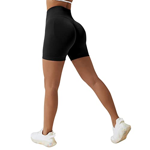 Sfit Damen Scrunch Butt Sport Shorts Kurze Leggings Push Up High Waist Boom Booty Nahtlos Biker Tights Gym Shorts Blickdicht Sporthose für Sommer Workout Gym Yoga Fitness(Schwarz,S) von Sfit