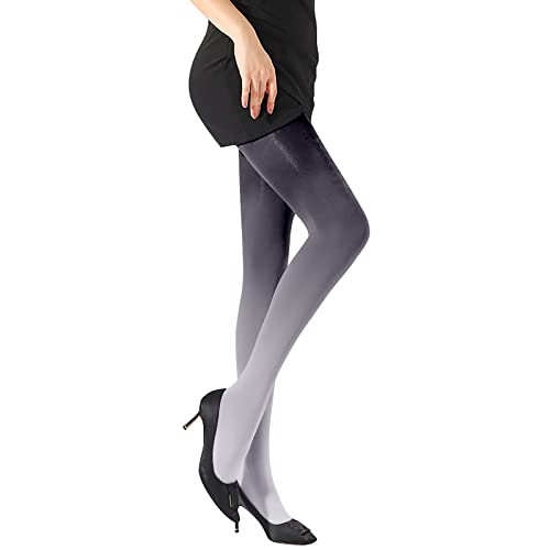 Sfit Damen Strumpfhose Bonbonfarbene Strümpfe Atmungsaktive Strumpfhosen Undurchsichtige Thermostrumpfhoser Farbige Socken，Oben schwarz unten grau von Sfit