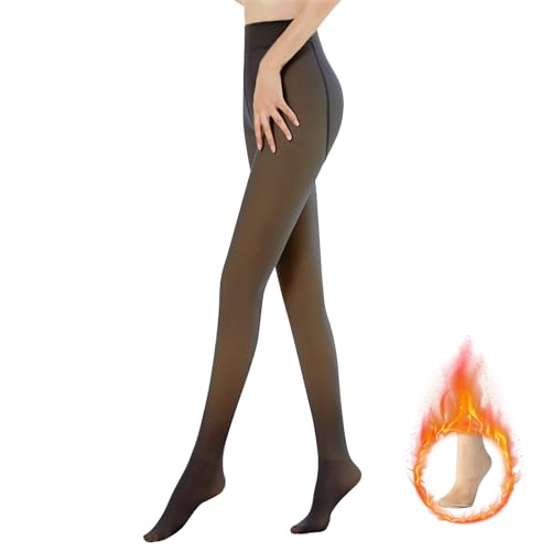 Sfit Thermo Strumpfhose Damen Winter Fleece Transparente Strumpfhose Gefüttert Warm Dicke Thermostrumpfhosen für Damen Thermal Tights(1pc Fuß mit Fleece: Schwarz,L-XL,300g) von Sfit