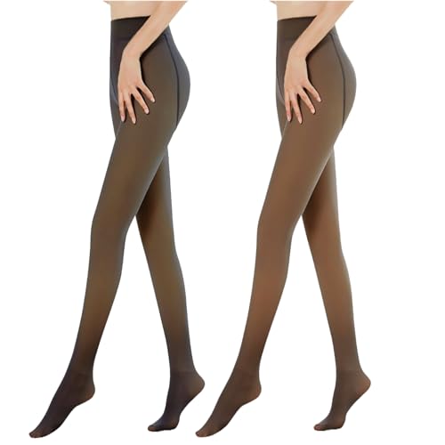 Sfit Thermo Strumpfhose Damen Winter Fleece Transparente Strumpfhose Gefüttert Warm Dicke Thermostrumpfhosen für Damen Thermal Tights(2pc: Schwarz/Kaffee,L-XL,220g) von Sfit