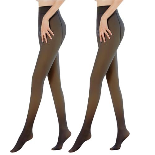 Sfit Thermo Strumpfhose Damen Winter Fleece Transparente Strumpfhose Gefüttert Warm Dicke Thermostrumpfhosen für Damen Thermal Tights(2pc: Schwarz/Schwarz,L-XL,300g) von Sfit