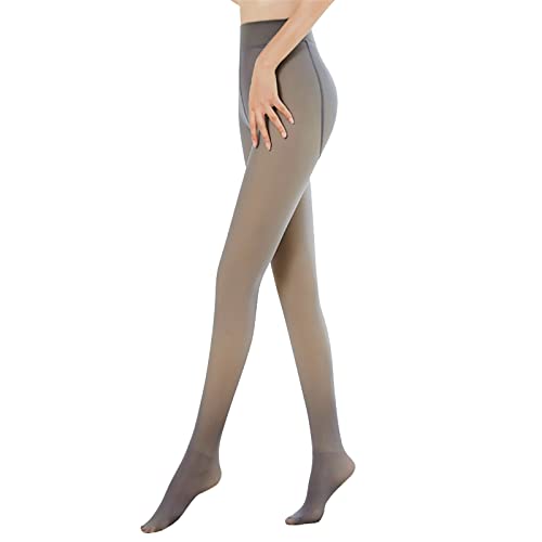 Sfit Thermostrumpfhosen für damen Fleece Strumpfhose Gefütterte Strumpfhose Winter Gefälschte Durchscheinend Plüschstrümpfe Pantyhose Warmer Leggings(1pc Grau Durchsichtig,200g für 5~20℃) von Sfit