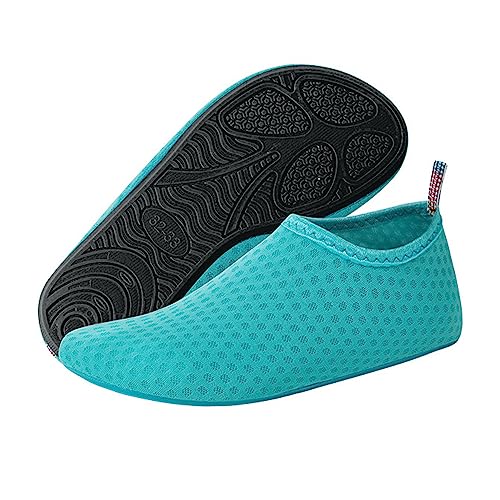 Sfit Unisex Badeschuhe Damen/Herren Kinder Schwimmschuhe Wasserschuhe, Schnell Trocknend Leicht Atmungsaktiv Aquaschuhe rutschfeste Surfschuhe Sommer Strandschuhe,A-Grün,34/35 EU von Sfit