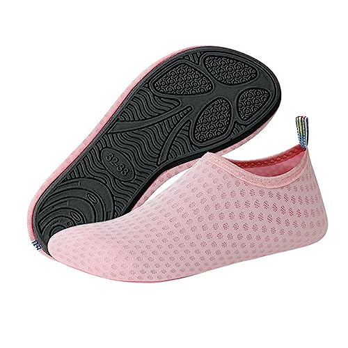 Sfit Unisex Badeschuhe Damen/Herren Kinder Schwimmschuhe Wasserschuhe, Schnell Trocknend Leicht Atmungsaktiv Aquaschuhe rutschfeste Surfschuhe Sommer Strandschuhe,A-Rosa,26/27 EU von Sfit