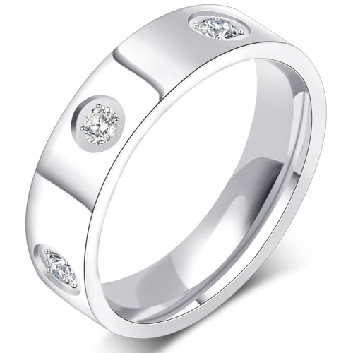 Freundschaftsringe für Damen: 18 Karat Gold Ehering mit Zirkonia aus Edelstahl, Geburtstagsgeschenke für Frauen, Größe 6-10, Size 10, Metall, Zirkonia Freundschaftsringe für Damen: 18 Karat Gold Ehering mit Zirkonia aus Edelstahl, Geburtstagsgeschenke für Frauen, Größe 6-10, Size 10, Metall, Zirkonia von Sfloemm