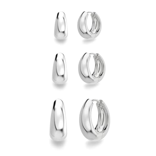 Sfoni Ohrringe Gold Set Creolen Silber 925 Plattiert Klein Ohrringe Damen 14K Vergoldet Drop Ohrringe Tropfen Ohrringe Huggie Creolen Mini für Frauen Mädchen Herren von Sfoni