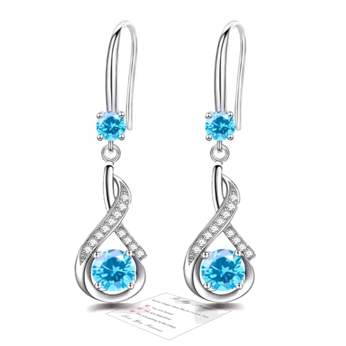 YOEE Ohrringe mit Zirkonia Hängend Ohrringe mit Silber 925 Post für Damen Hängeohrringe Lange Ohrhänger Geschenk für Frauen Freundin Mama Mädchen - Blau von Sfoni