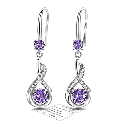 YOEE Ohrringe mit Zirkonia Hängend Ohrringe mit Silber 925 Post für Damen Hängeohrringe Lange Ohrhänger Geschenk für Frauen Freundin Mama Mädchen - Lila von Sfoni