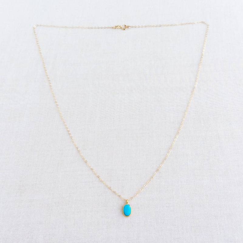 14K Echtes Dornröschen Türkis Halskette, Gold Halskette 14K, 14K von SforSparkleShop