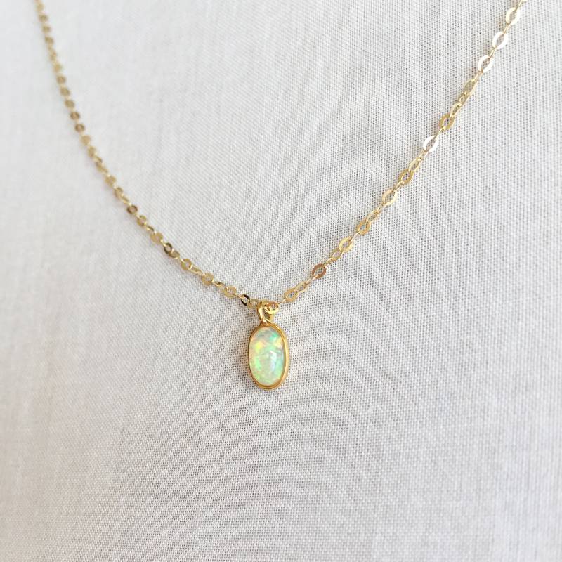 14K Opal Halskette, Halskette Gold, Gold 14Kt 14K Schmuck 14Kn10 von SforSparkleShop