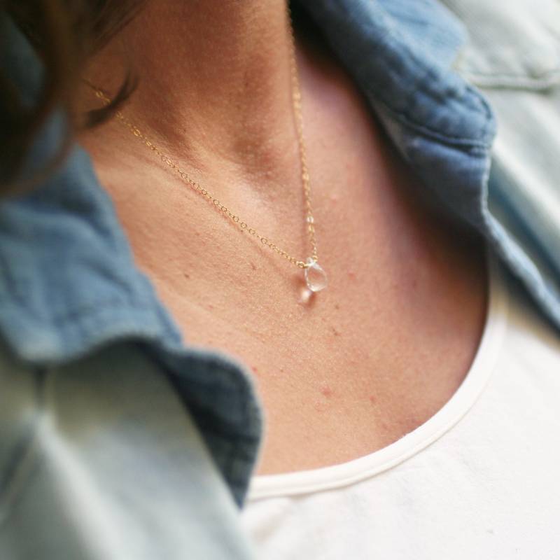 Gold Kristall Halskette, Halskette Gold, Kleine Quarz, Klar Quarz Gn50 von SforSparkleShop