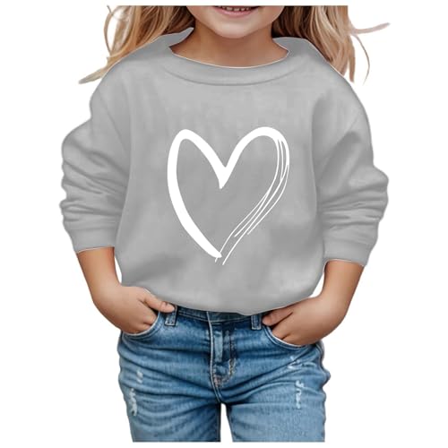 Pullover 116 mädchen, Pullover Mädchen Kinder Baby Herbst Und Winter Sweatshirt Langarmshirt Gedruckt Loose T-Shirt Longsleeve Rundhalsausschnitt Ohne Kapuze Oberteile Tops Lässig, Grey, 6-7 Years von Sfwqoifou