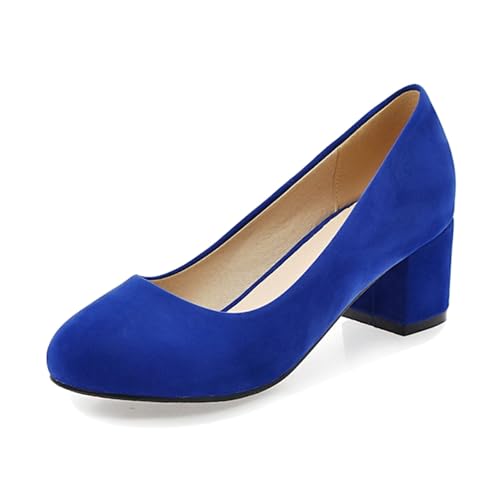 Pumps Damen weiß 38, Dirndl Schuhe Damen mit Blockabsatz Vorne Geschlossen Party Mary Janes Abendschuhe Trachten Arbeit Pumpen Oktoberfest Tanzschuhe Elegant Hochzeitsschuhe, Blau, 37 von Sfwqoifou