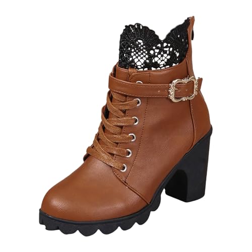Sfwqoifou Chelsea Boots Damen Leder 39, Ankle Boots Damen Leder Kurze mit Absatz Herbstschuhe Klassische Plateau Schlupfstiefel Leicht Elegante Chelsea Stiefel Zipper Stiefeletten, Braun, 39 von Sfwqoifou