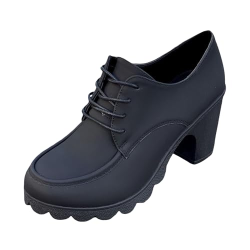 Sfwqoifou Chelsea Boots Damen schwarz 42, Ankle Boots Damen Leder Zipper Plateau Leicht Herbstschuhe Chelsea mit Absatz Kurze Stiefel Schlupfstiefel Elegante Klassische Stiefeletten, Schwarz, 42 von Sfwqoifou