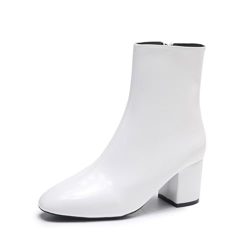 Sfwqoifou Chelsea Boots Damen wasserdicht, Chelsea Boots Damen mit Absatz Elegante Stiefel Leder Plateau Ankle Stiefeletten Kurze Klassische Herbstschuhe Schlupfstiefel Zipper Leicht, Wh1, 35 von Sfwqoifou