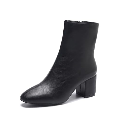 Sfwqoifou Herbstschuhe Damen 40, Chelsea Boots Damen mit Absatz Elegante Stiefel Leder Plateau Ankle Stiefeletten Kurze Klassische Herbstschuhe Schlupfstiefel Zipper Leicht, BK1, 40 von Sfwqoifou