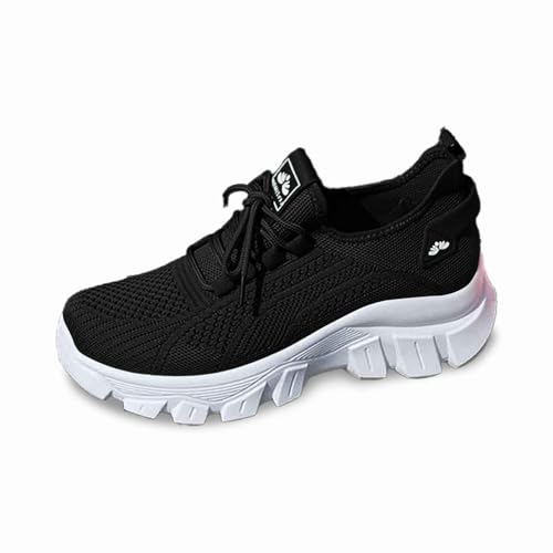 Sfwqoifou Laufschuhe Damen, Sportschuhe Damen Leichte Mesh Orthopädische Schuhes Straßenlaufschuhe Sommer Gym Turnschuhe Freizeitschuhe mit Dämpfung Laufschuhe Bequeme Trainingsschuhe, Schwarz, 42 von Sfwqoifou