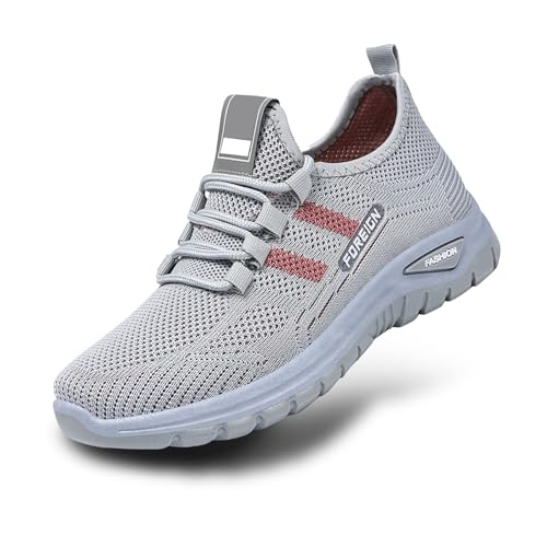 Sfwqoifou Laufschuhe Damen Running, Sportschuhe Damen Atmungsaktiv Sommer Straßenlaufschuhe Laufschuhe Leichte Schnürung Turnschuhe Unisex Trainingsschuhe Gym Sneaker, Grau, 39 von Sfwqoifou