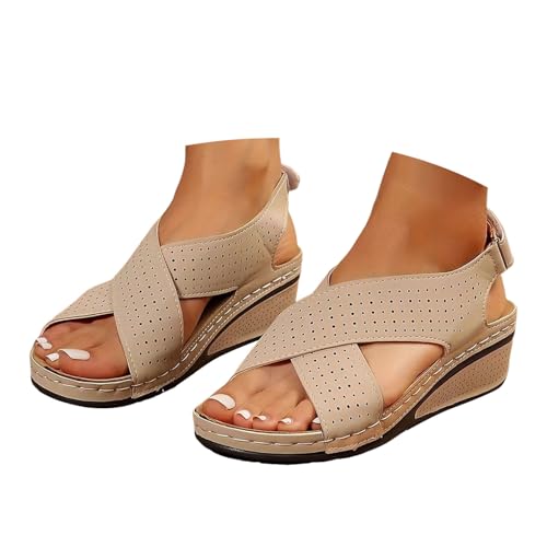 Sfwqoifou Orthopädische Sandalen Damen Sommer Waschbare Slingback Sommerschuhe Slide Sandaletten Weiche Bequem Römersandalen mit Weiche Fussbett Casual Plateau Wandersandalen 39 von Sfwqoifou