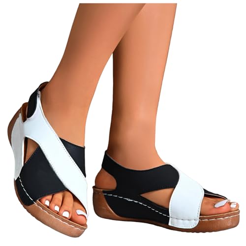 Sfwqoifou Orthopädische Sandalen Damen Sommer Waschbare Slingback Sommerschuhe Slide Sandaletten Weiche Bequem Römersandalen mit Weiche Fussbett Plateau Wandersandalen von Sfwqoifou