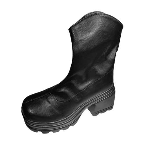 Sfwqoifou Schuhe Damen schwarz, Ankle Boots Damen mit Absatz Zipper Klassische Stiefeletten Stiefel Plateau Herbstschuhe Kurze Leicht Chelsea Schlupfstiefel Elegante Leder, Schwarz, 38 von Sfwqoifou