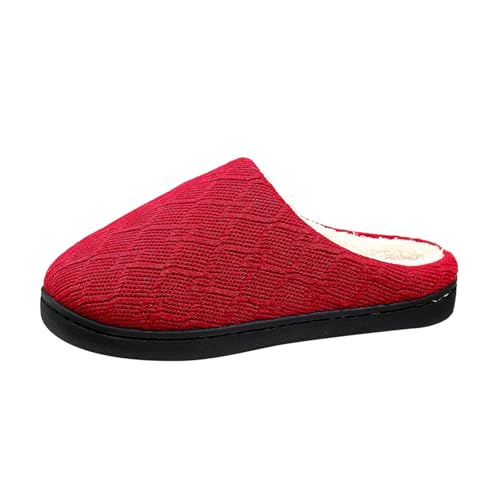 Sfwqoifou Sneaker Damen, Pantoffeln Damen Herren Warm Plüsch Bequeme Slippers Hausschuhe Winter Unisex Filzpantoffeln Weiche Leichte Winterschuhe rutschfeste, Rot, 45 von Sfwqoifou