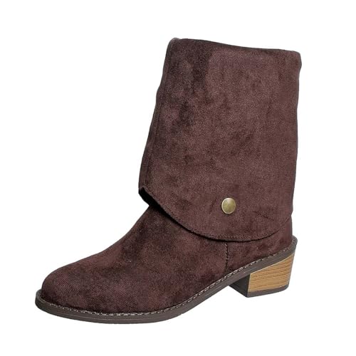 Sfwqoifou Stiefel Damen, Stiefeletten Damen Leder Leicht Zipper Chelsea Boots Elegante Stiefel Herbstschuhe Kurze Plateau Schlupfstiefel Klassische mit Absatz Ankle, Braun, 42 von Sfwqoifou