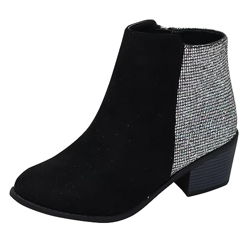 Sfwqoifou Stiefeletten Damen schwarz flach, Stiefeletten Damen Leder mit Absatz Klassische Herbstschuhe Schlupfstiefel Leicht Boots Chelsea Plateau Elegante Stiefel Ankle Kurze Zipper, Schwarz, 37 von Sfwqoifou