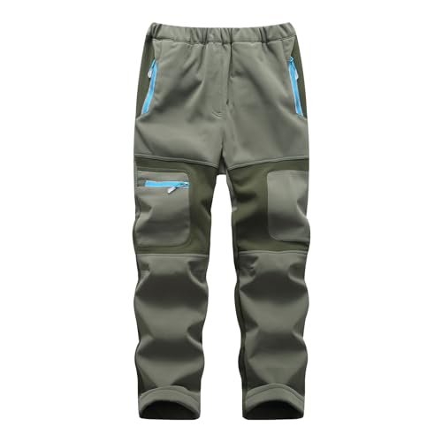 Sfwqoifou arbeitshose kinder 116, Outdoorhose Kinder Jungen Mädchen Leicht Warm Funktionshose Wanderhose Winddicht Zipp Hose Gefütterte Arbeitshose Fahrradhose Herbst Winter Schneehose, GN1, L von Sfwqoifou