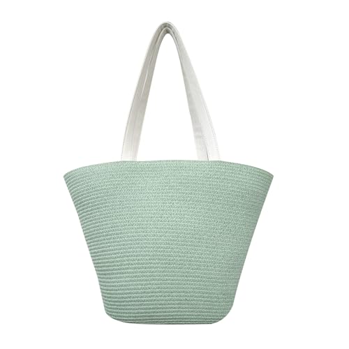 Sfwqoifou boho tasche damen, Strandtasche Damen Stroh Netz Strand Strandbeutel Gestrickte Tragetaschen Handtasche Leichte Boho Häkeltasche Schultertasche Sommer Strohtaschen, Rosa, One Size von Sfwqoifou