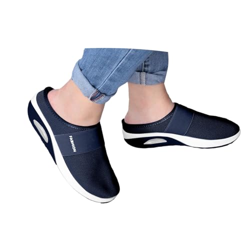 Sfwqoifou clogs damen 39 grün, Clogs Damen mit Fussbett Sommer Atmungsaktive Sandalen Gartenschuhe Rutschfest Weiche Hausschuhe Orthopädische Gesundheitsschuhe Mesh Strand, Dunkelblau, 36 von Sfwqoifou