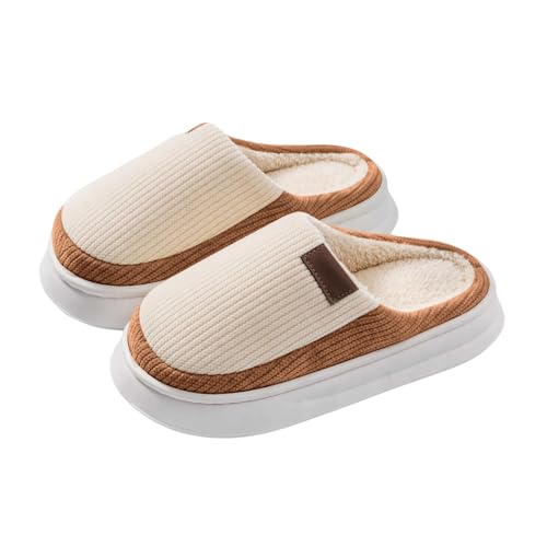 Sfwqoifou damenhausschuhe, Hausschuhe Damen Plüsch Rutschfeste Winterschuhe Filzpantoffeln Leichte Weiche Pantoffeln Winter Warm Slippers Unisex Bequeme, Kaffee, 43 von Sfwqoifou