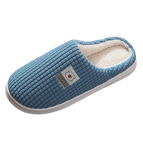 Sfwqoifou filzhausschuhe für damen, Hausschuhe Damen Winter Bequeme Winterschuhe Pantoffeln Leichte Rutschfeste Slippers Filzpantoffeln Unisex Weiche Warm Plüsch, Blau, 42 von Sfwqoifou
