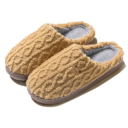 Sfwqoifou filzpantoffeln damen, Pantoffeln Herren Warm Bequeme Weiche Slippers Filzpantoffeln Rutschfeste Winterschuhe Plüsch Leichte Hausschuhe Winter Unisex, Kaffee, 41 von Sfwqoifou