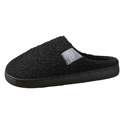 Sfwqoifou filzpantoffeln damen mit filzsohle, Hausschuhe Damen Winter Unisex Plüsch Pantoffeln Weiche Warm Filzpantoffeln Winterschuhe Rutschfeste Leichte Slippers Bequeme, Schwarz, 41 von Sfwqoifou