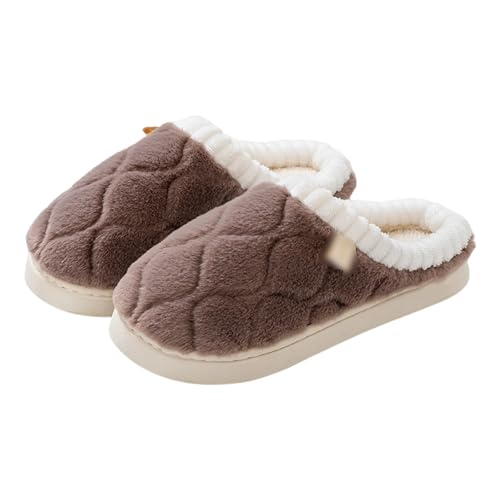 Sfwqoifou filzpantoffeln damen set, Hausschuhe Damen Plüsch Leichte Weiche Filzpantoffeln Pantoffeln Bequeme Unisex Slippers Winterschuhe Rutschfeste Warm Winter, Kaffee, 44 von Sfwqoifou