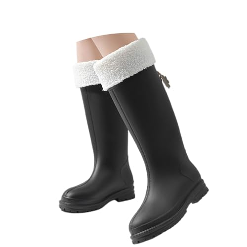 Sfwqoifou gummistiefel herren 48, Gummistiefel Damen Langschaf Leichte Hiking Boots Barfuß Weitschaft Atmungsaktiv Regenschuhe Wasserdicht Bequem Rain Angelschuhe Unisex Rutschfeste, Schwarz, 36 von Sfwqoifou