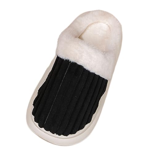 Sfwqoifou hausschlappen damen 39, Pantoffeln Herren Warm Leichte Winter Slippers Unisex Hausschuhe Winterschuhe Bequeme Plüsch Filzpantoffeln Weiche Rutschfeste, Schwarz, 39 von Sfwqoifou