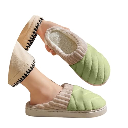 Sfwqoifou hausschlappen damen 42, Pantoffeln Damen Herren Warm Bequeme Rutschfeste Filzpantoffeln Slippers Leichte Plüsch Winterschuhe Unisex Hausschuhe Weiche Winter, Grün, 44 von Sfwqoifou