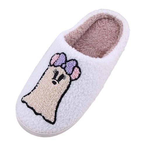 Sfwqoifou hausschlappen damen leder sommer, Hausschuhe Damen Plüsch Warm Slippers Winterschuhe Weiche Winter Filzpantoffeln Bequeme Rutschfeste Pantoffeln Leichte Unisex, Weiß, 41 von Sfwqoifou